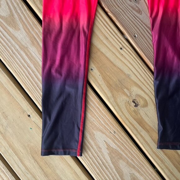 Zyia active leggings Kids Girls Red ombre gradient Large 12-14 - Picture 2 of 9